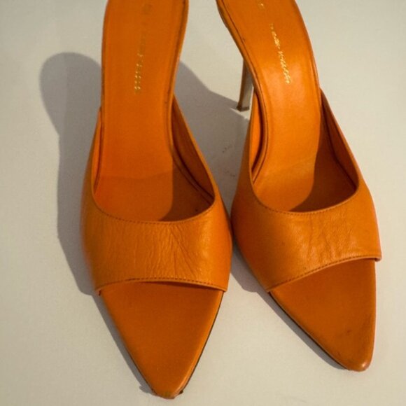 Gia Borghini x Pernille Teiebaek Orange Mules Size 38.5 fits like 7.5 - Picture 2 of 6